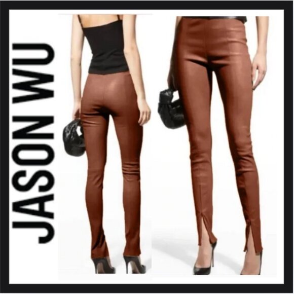 Jason Wu Faux Leather Split Hem Pants - Picture 1 of 5